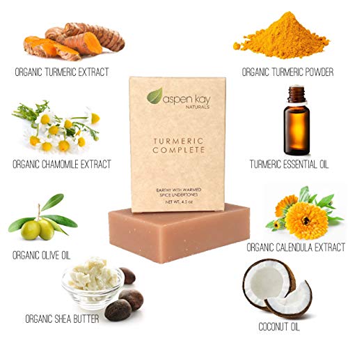 Turmeric Soap Bar for Body & Face - Made with Natural and Organic Ingredients. Gentle Soap â For All Skin Types â Made in USA 4.5oz Bar