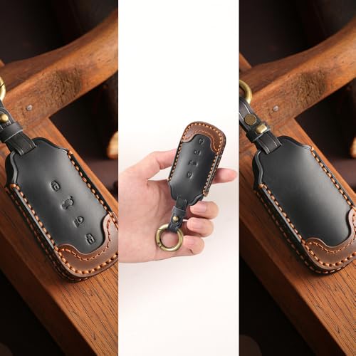 Image of keyzone Leather Key Cover for Tata Harrier, Safari, Sierra, Curvv, Curvv EV Smart Key.