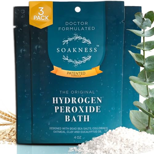 Soakness Hydrogen Peroxide Epsom Salt Bath Soak - USA-Made Patented Bath Salts Muscle Recovery & Skin Detoxification Magnesium Salts for Bathing - Doctor Formulated Pure Epsom Salt (3-Pack)