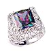 Psiroy 925 Sterling Silver Created Rainbow Topaz Filled Filigree Art Deco Statement Ring Size 6