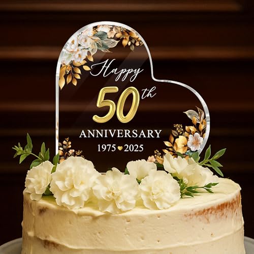 50th Wedding Anniversary Acrylic Cake Topper, 50 th Anniversary Decorations, 50 Wedding Topper, 50...