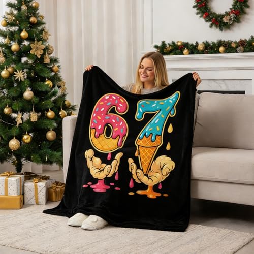 Couverture de lit douce thème crème glacée pour lit et canapé