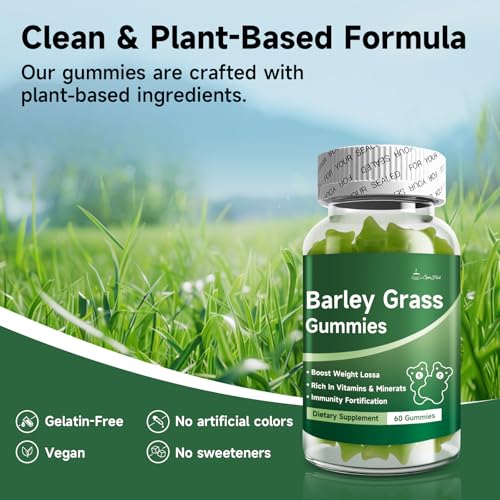 Image of Organic Barley Grass Supplement,Vitamin C and Vitamin D,Gut Health Gummies 60 Counts