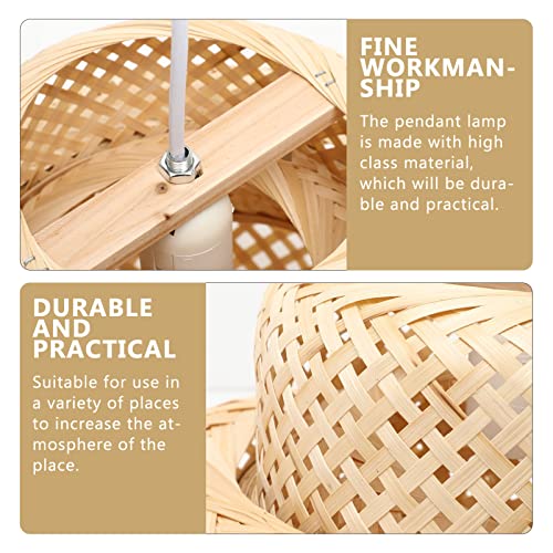 BESTonZON Pendente De Bambu Luz Tecido Pingente De Rattan Luminária Rústica Luminária De Suspensão C