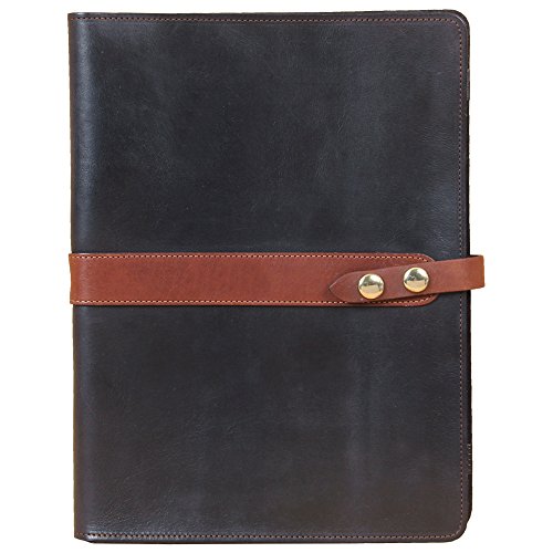 Black With Brown Trim Leather Tablet Portfolio Case No. 18 - Usa Made, Fits Ipad® | Col. Littleton #TOP10