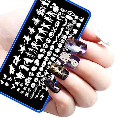 Fulltime®Halloween bricolage Nail Art Stamp estamper image Plaques Modèle Manucure Cover