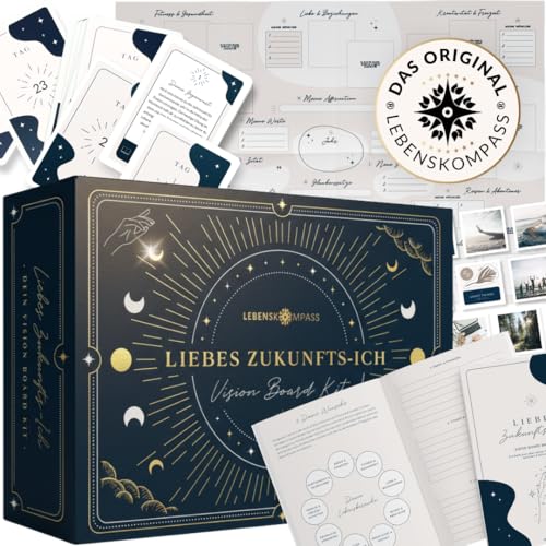 Vision Board Set 2026 - DAS ORIGINAL ”Liebes Zukunfts-Ich” von Lebenskompass® - Bastel Dein eigenes Visionboard und visualisiere das Leben deiner Träume - Geschenke für Frauen & Männer