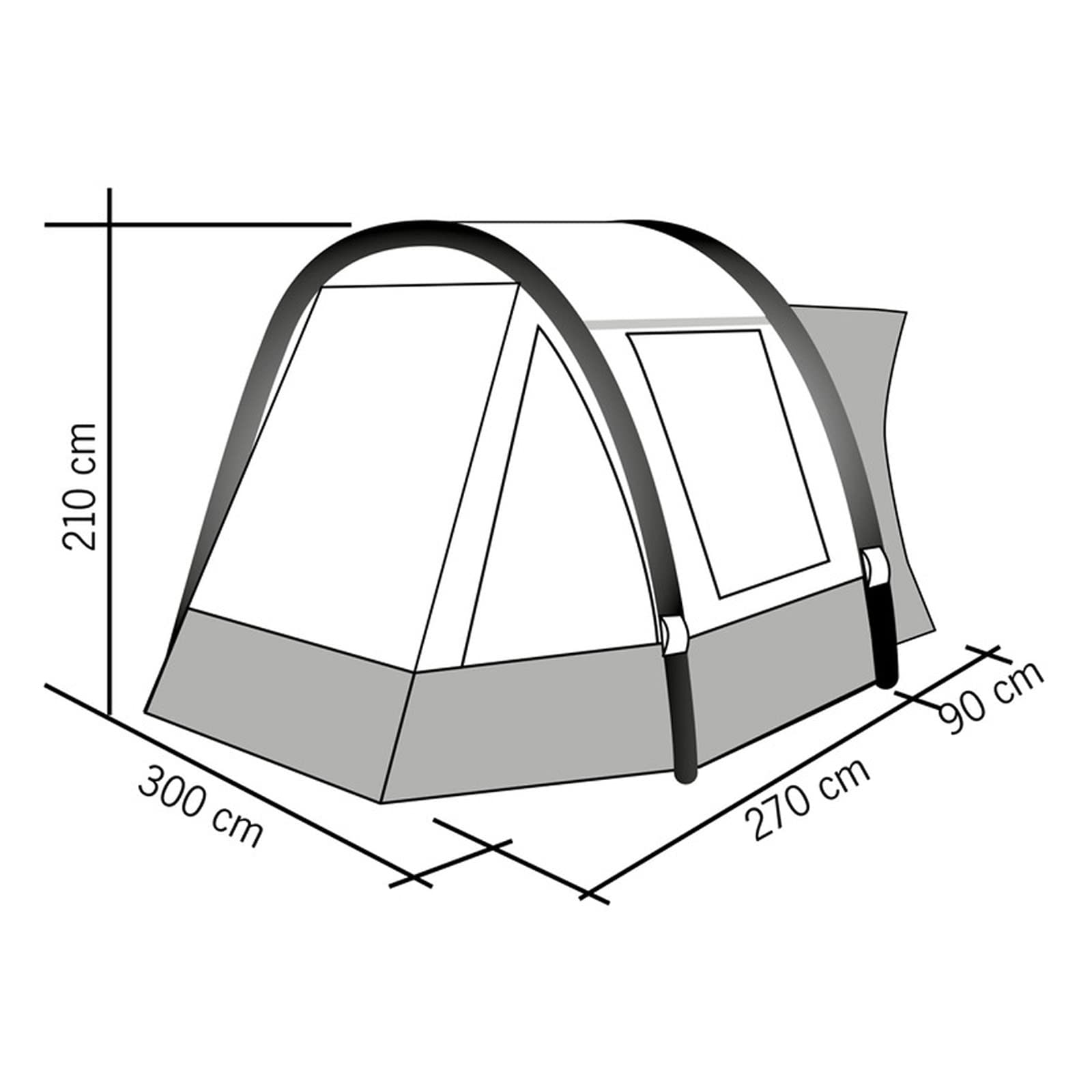 Set Bus Vorzelt und Innenzelt Tour Easy AIR - Vorzelt, für Campingbusse, Camping, Van