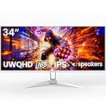 CRUA 34″ Ultrawide Gaming Monitor, WQHD(3440×1440) IPS Screen, 165Hz Refresh Rate, Adaptive FreeSync, Built-in Stereo Speakers, 120% sRGB Colour, PIP/PBP, HDMI 2.0 & DP 1.4, Wall-Mount-White