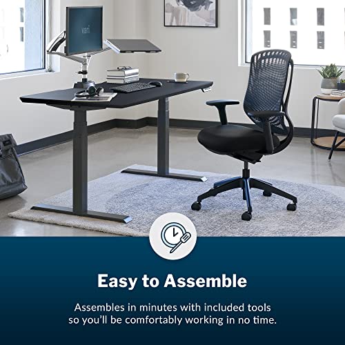 Image of Vari Performance Task Chair - VariDesk Ergonomic Desk Chair with Wheels - Adjustable Computer Chair with Memory Foam Cushion and Breathable Mesh Lumbar - Ideal for Home, Office, or Gaming - Black