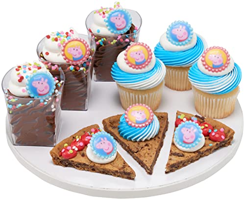 Decopac Peppa Pig Siblings Rings, Cupcake Decorations Featuring Peppa And George, Blue And Yellow 3D Food Safe Cake Toppers – 24 Pack #TOP1
