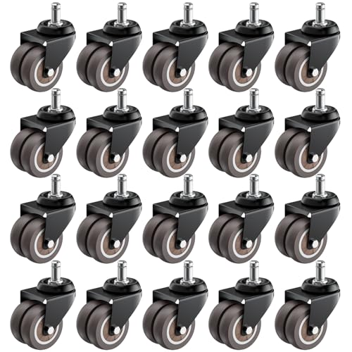 Image of 2 Inch Low Profile Office Chair Casters 650 lbs, Set of 20 (Grey)