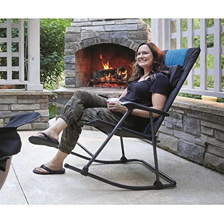 Guide Gear Oversized Rocking Camp Chair, Portable, Outdoor, Folding, 500 Pound Capacity Blue/Black