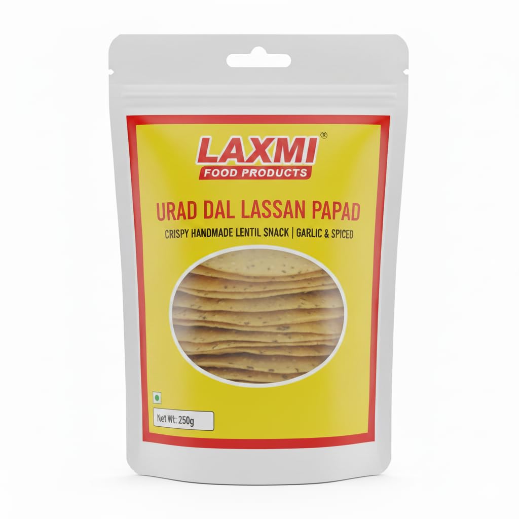 Lakshmi Food Products Urad Dal Lassan Papad | Handmade Spiced Gram Flour Papad | Authentic Rajasthani Crispy Snack-image-34