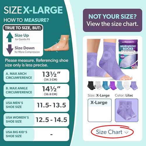Image of BraceAbility Neuropathy Socks (Pair) - Peripheral Neuritis Compression Diabetic Toeless Foot Sleeves for Nerve Damage Pain in Feet, Ankle Gout, Plantar Fasciitis Relief Brace for Men and Women (Lilac - Standard - 1 Pair, X-Large)