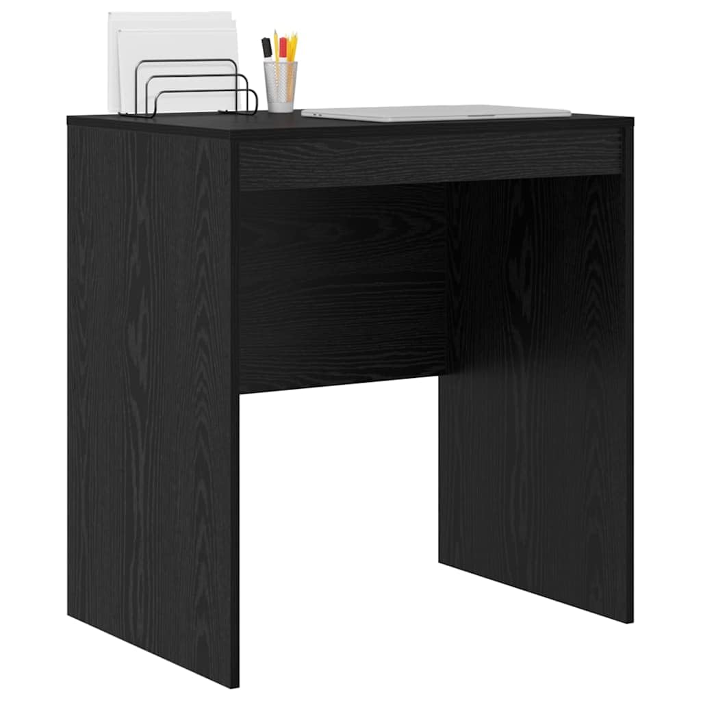 Scrivania nera effetto rovere, 70 x 50 x 76 cm, in legno, compatta, per ufficio, casa, gaming, laptop, segretaria, con ripiano e spazio di archiviazione, salvaspazio, ergonomica