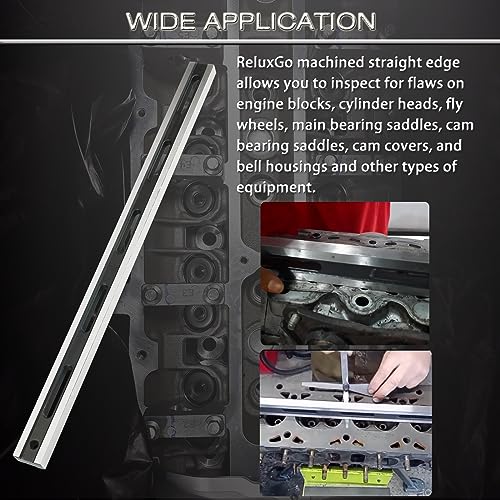 24 Inch Machinist Precision Steel Straight Edge Tool, Cylinder Head Straight Edge, Straight Edge Machined Flat with Complimentary Feeler Gauges for Checking Cylinder Heads and Engine Blocks