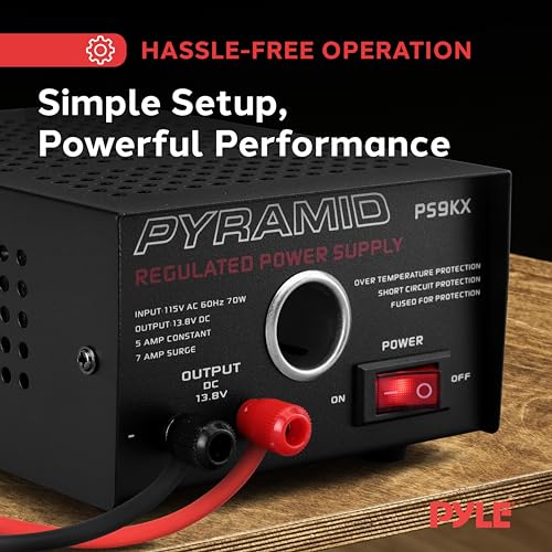 Pyramid PS9KX Universal Compact Bench Power Supply-5 Amp Linear Regulated Home Lab Benchtop Converter w/ 13.8 Volt DC 115V AC 70 Watt Input, Screw Type Terminal, 12V Car Cigarette Lighter by Pyramid - Image 3