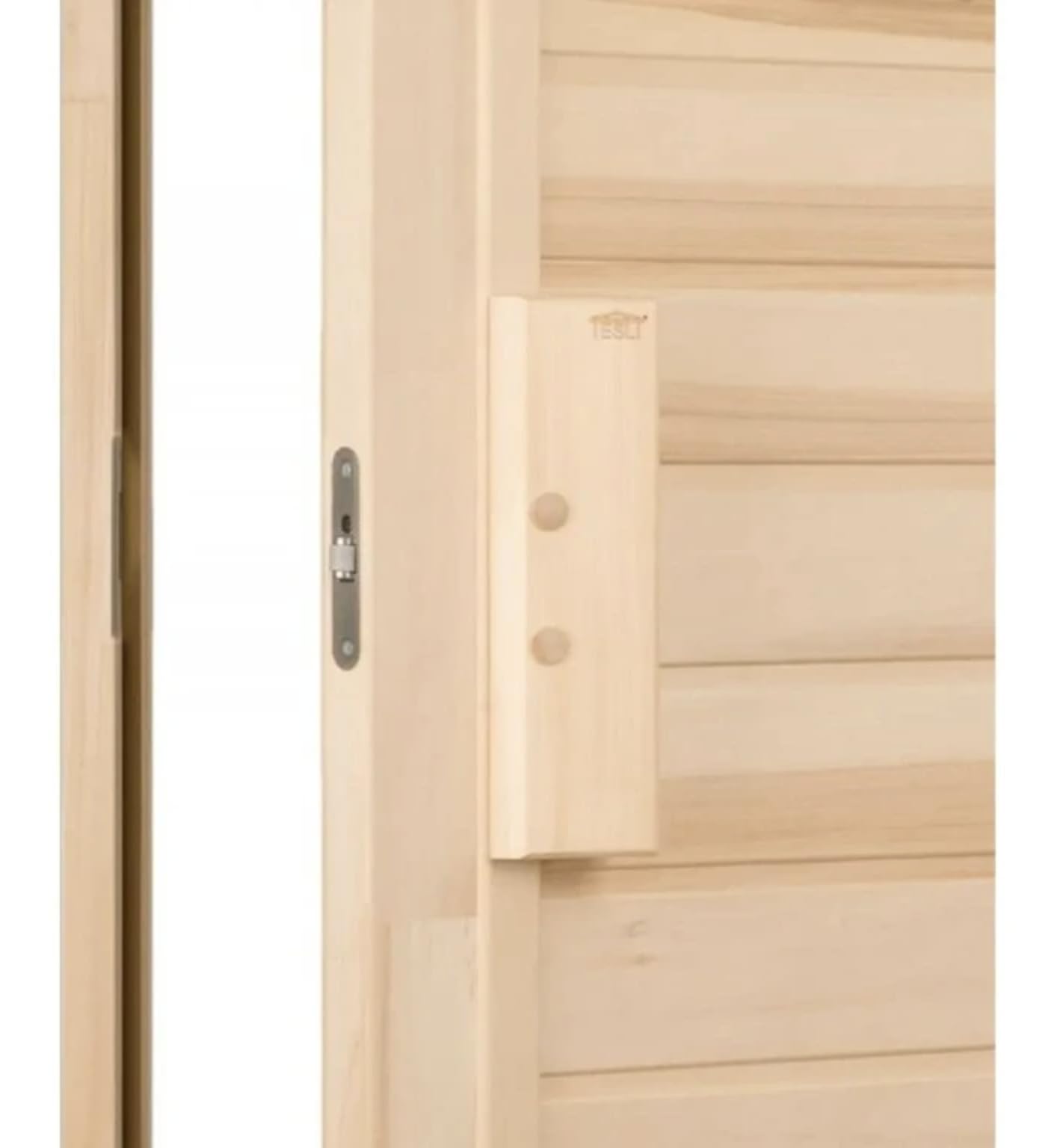 Sotra Saunatür aus Lindenholz 70x190 cm – Vollholz Saunatür massiv, universal Links/Rechts, hitzebeständig, ohne Schwelle, für Innen- und geschützten Außenbereich