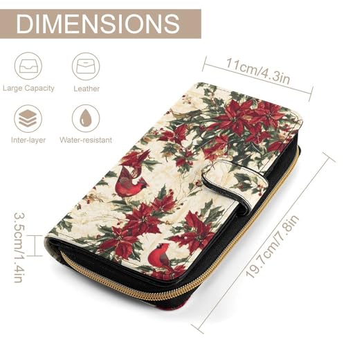 Christmas Cardinal Birds Women's Wallets Leather Fold Clutch Wallet Credit Card Holder Ladies Travel Purse2
