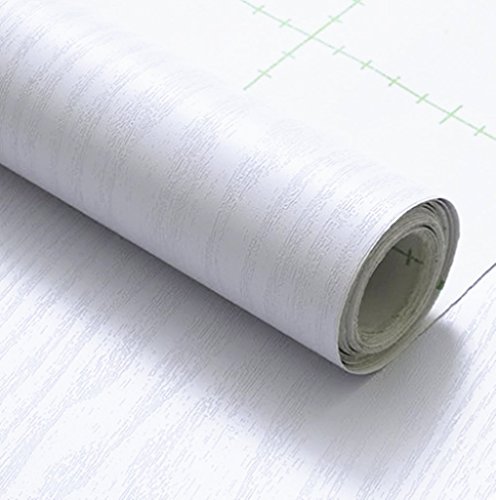 REDODECO Adhesive Wood Grain Paper Peel and Stick Furniture Stickers Wallpaper Cabinets Wardrobe Shelf Liners158inch by 98inch White