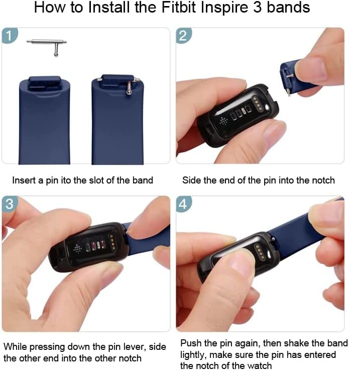 Compatible con Fitbit Inspire 3 bandas, correas de reloj de silicona suave de repuesto para Fitbit Inspire 3 Fitness Tracker (paquete de 8, pequeño) 3