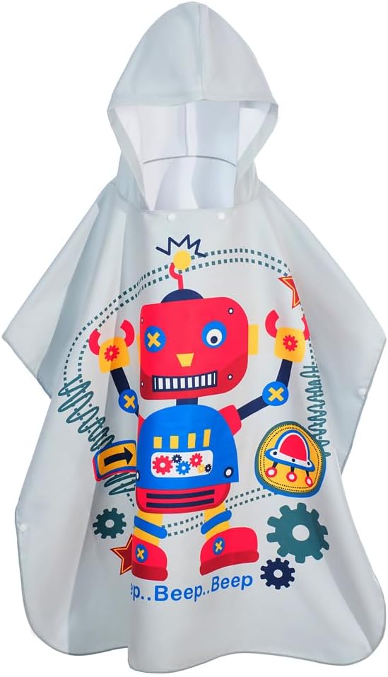 MADDY'S HOME Kids Hooded Beach Towel - Super Soft Absorbent Cotton Poncho for Boys & Girls, Bath Pool & Beach Use,Toddler to Teen (3-13 Years) (Robot)