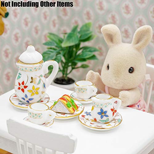 Odoria Escala 1/12 Miniaturas Conjunto de Chá Porcelana 15 Peças Decoração Acessórios da Casa de Bon