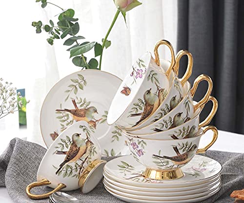 Pfedxoon Bone China Tea Cup With Saucer Spoon 3 Piece Set（7Oz） Cappuccino Cups, Coffee Cups, Tea Cup Set, British Coffee Cups, Porcelain Tea Set, Latte Cups, Mother's Day Gift #TOP6