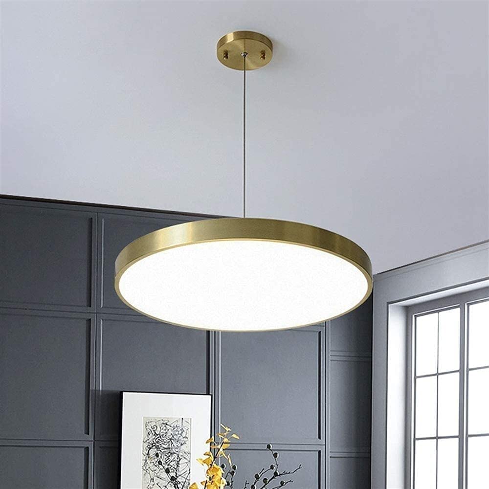 RRJJ Chandelier LED All Bronze Chandelier LED Brass Pendant Lights Height Adjustable Ceiling Corridor Bedroom Tricolor Dimming Ceiling Light 26w