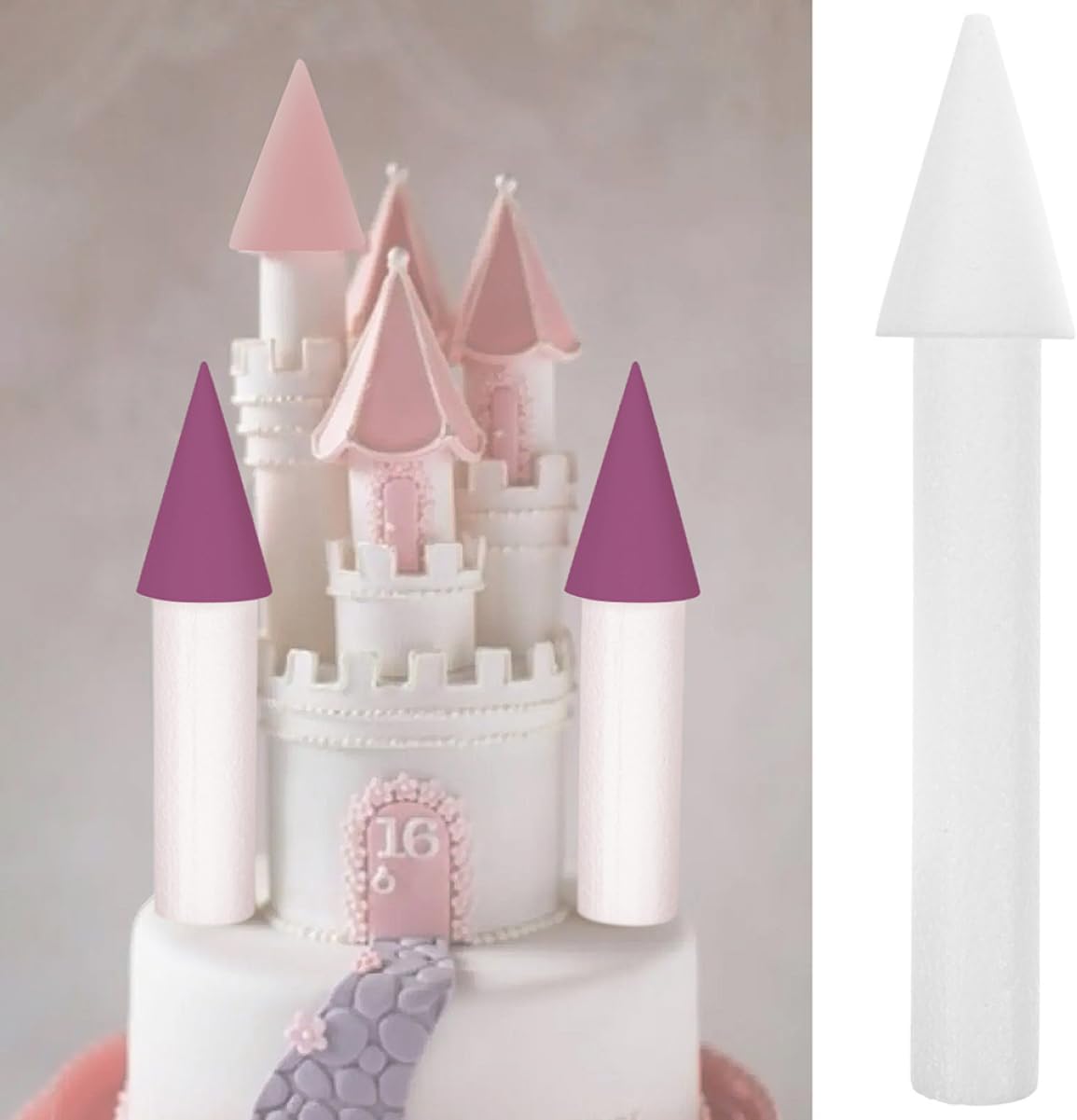 NOLITOY 4pcs DIY Cake Model for Decorating Reusable Castle Shape Cake Practice Model for Weddings Parties Lightweight Easy to Clean