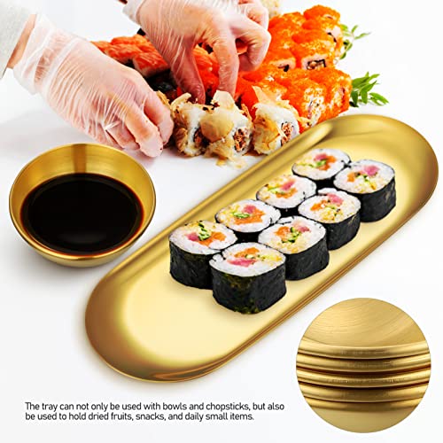 Hemoton 6 Pcs Korean Soy Sauce Bowls With 2 Pcs Decorative Trays Stainless Steel Sauce Plates Round Seasoning Dishes Sushi Dipping Bowls Ramekins Saucers Bowls Mini Appetizer Plates #TOP2