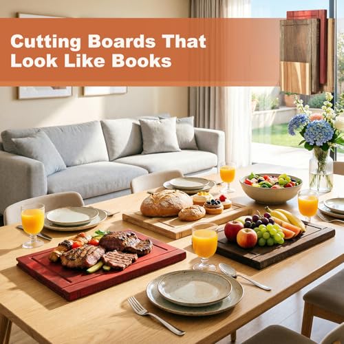 Set de tablas de cortar de madera estilo libro miniatura 2