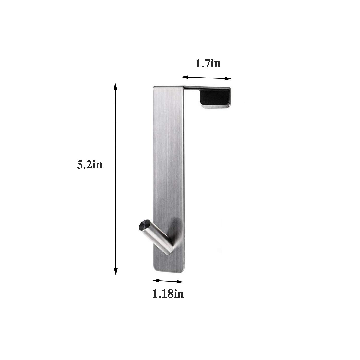 TOGU Sus Türhaken aus 304 Edelstahl, robuster Organizer für Mäntel, Handtücher, Kleidung, Kranz, geeignet für 2,5–4,3 cm dicke Türen und 0,1 cm Türrahmenspalt, gebürstete Oberfläche, 8 Stück