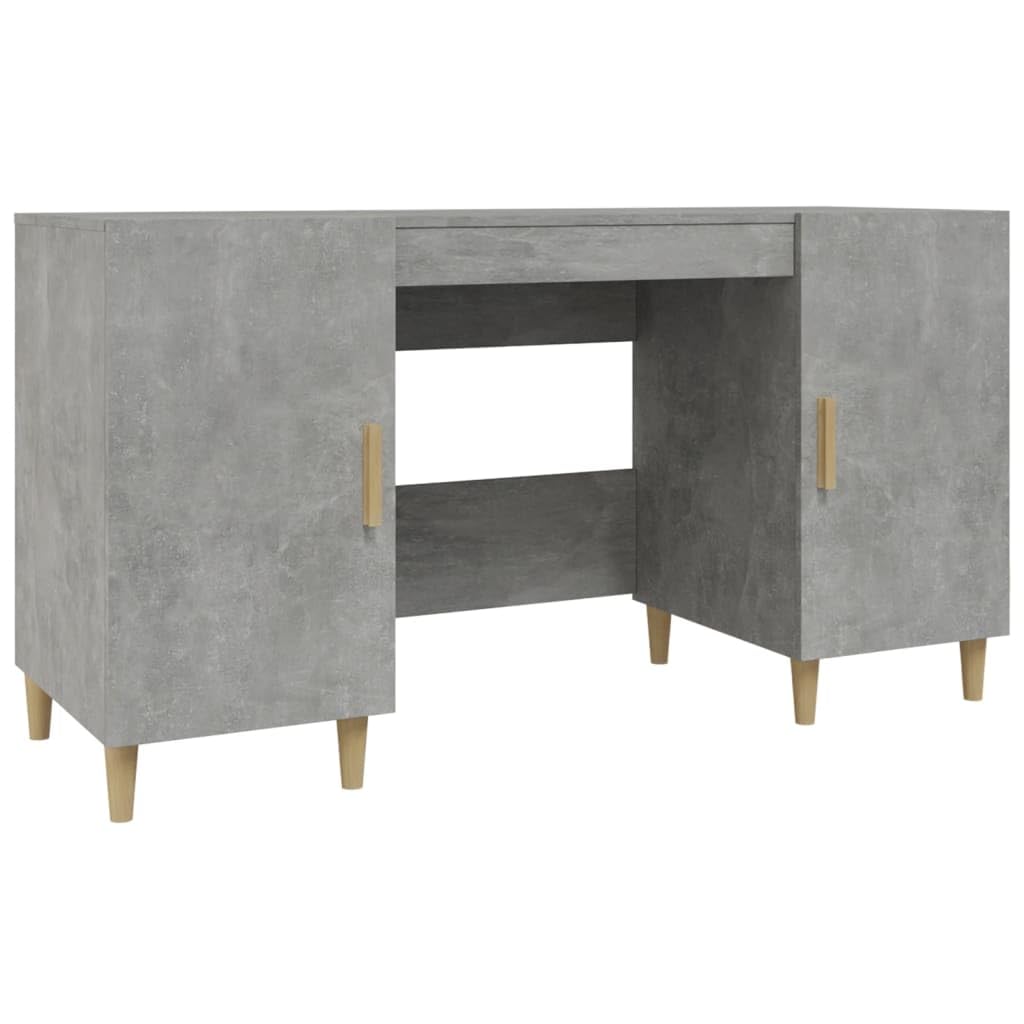 Scrivania grigio cemento 140 x 50 x 75 cm, robusto materiale in legno, versatile per computer desk per ufficio, design moderno con spazio di archiviazione, ideale per giochi, scrittura e studio