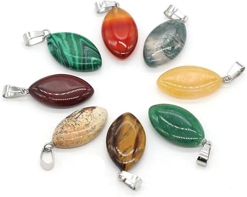 Miniatura 2 de LE SKY 20 colgantes de piedra natural con forma de marquesa pulida, piedra de ágata de cristal curativo de Reiki para hacer joyas y collares, Ágata