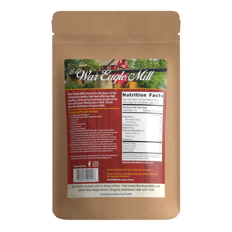 War Eagle Mill Bread Flour, Organic, non-GMO, unbleached, high-protein - 2 lb