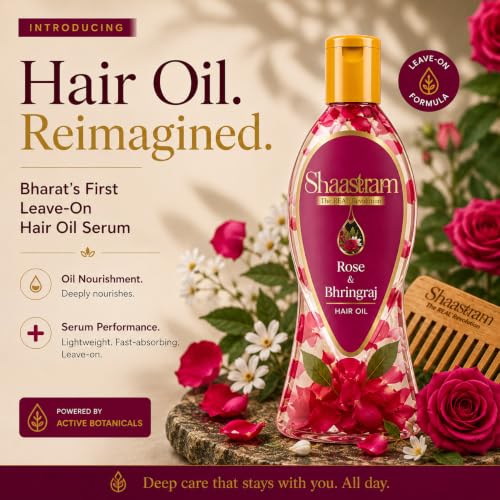 Image of Rose & Bhringraj Prevents Premature Greying | Herbal Hair Oil (works like a serum) for Men & Women | Maintains Natural Hair Colour | with Real Rose Petals | Bhringraj oil | Real Non-Sticky, Real Lightweight, Fast Absorbing Oil Serum - 180ml