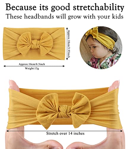 AKOAK 1 Pack Solid Color Skin-friendly Baby Headband Elastic Soft Nylon Headband Cute Baby Bow Headband (Rose red)4
