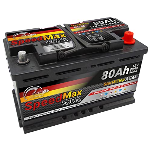 Batteria Auto Speed Max 80 Ah AGM Start&stop Speed 80Ah 800A 12V L4