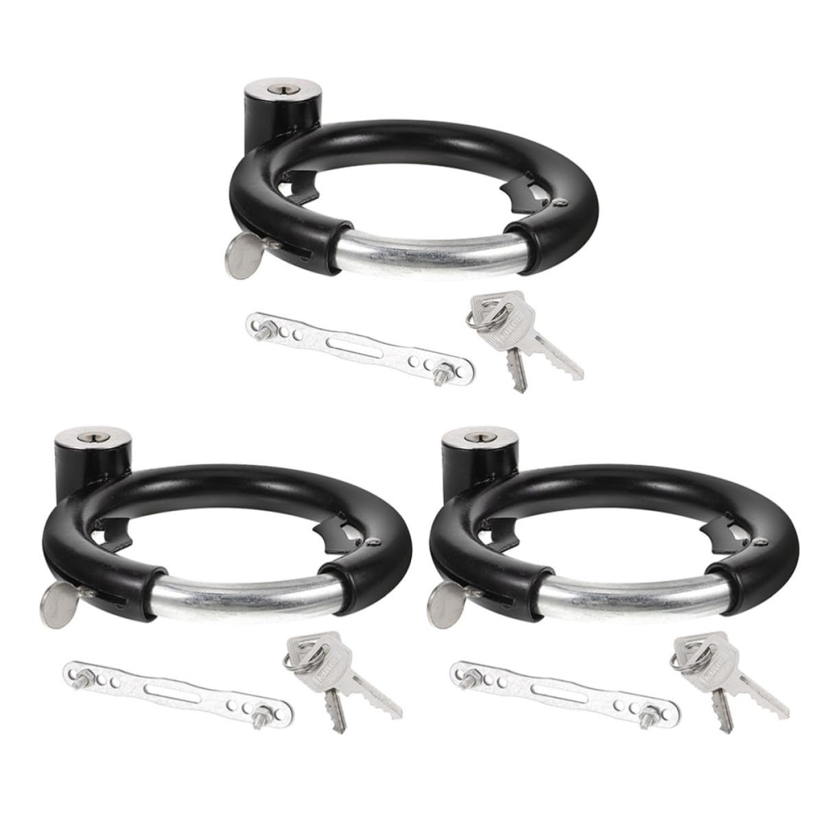 ARTIBETTER 3 Set Lucchetto per Bicicletta Antifurto, Catena per Bici in Acciaio Inox Nero, Resistente All'usura e Antigraffio, per Mountain Bike e Bicicletta,