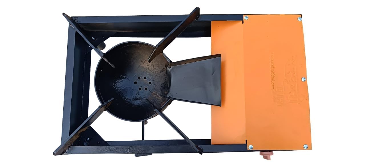 Sans-kruti Carbon Steel Chul Shegadi Wood & Coal Stove, Heavy Duty Lakud Kolsa Shegadi for Cooking, Ideal for Home, Outdoor, Terrace, Garden & Multiuse Purpose, Orange-image-3
