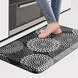 LuxStep Kitchen Mat Waterproof Kitchen Rugs for Floor Cushioned Anti-Fatigue Mat Non-Slip Standing Desk Mat Comfort Floor Mats for House Sink Office 17.3' x 28' Black