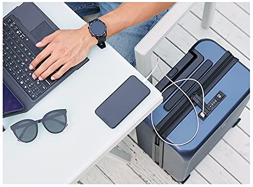 Level8 Road Runner Pro Carry-On Luggage, 20” Lightweight Pc Hardside Suitcase With Usb Charging Port, Spinner Trolley For Luggage With Front Compartment, Tsa Lock - Navy Blue, 20-Inch #TOP1