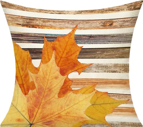 Vakado Fall Throw Pillow Covers 18X18 Set Of 4 Thanksgiving Day Pumpkin Autumn Maple Decorative Cushion Cases Home Decoration Porch Decor Farmhouse Rustic For Patio Couch Sofa Bench Furniture #TOP2