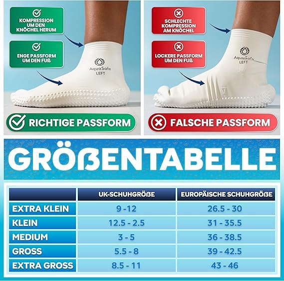 Aquasafe Badesocken – Wasserdichte Schwimmsocken Kinder – 100% Latexsocken – Rutschfeste Schwimmsocken für Hygiene & Sicherheit im Pool & zum Schutz vor Warzen – Schützende Wassersocken für Kinder