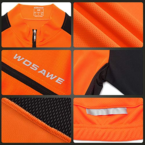 Jersey de ciclismo, Andoer Jérsei de ciclismo masculino respirável com zíper completo de mangas comp