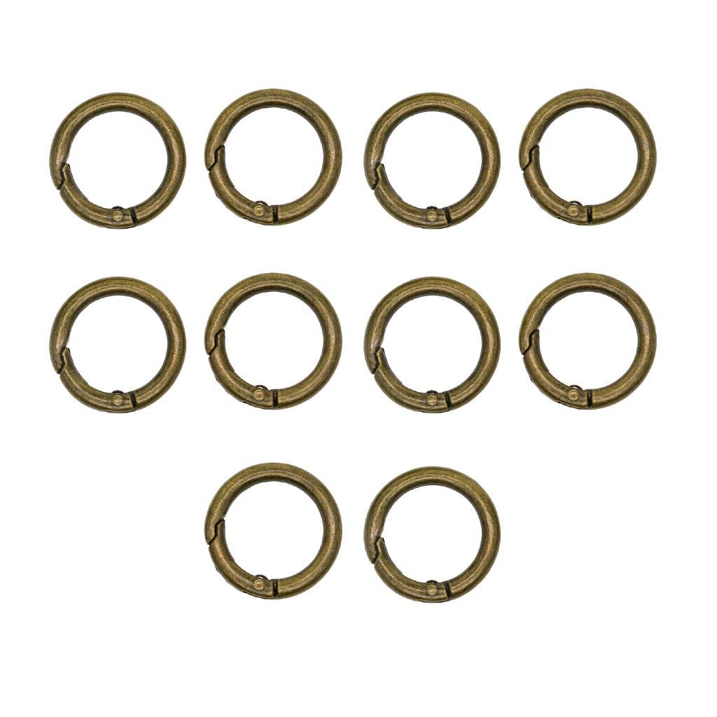 10 set da 10 pezzi 28 mm rotondi a molla moschettone portachiavi portachiavi bronzo