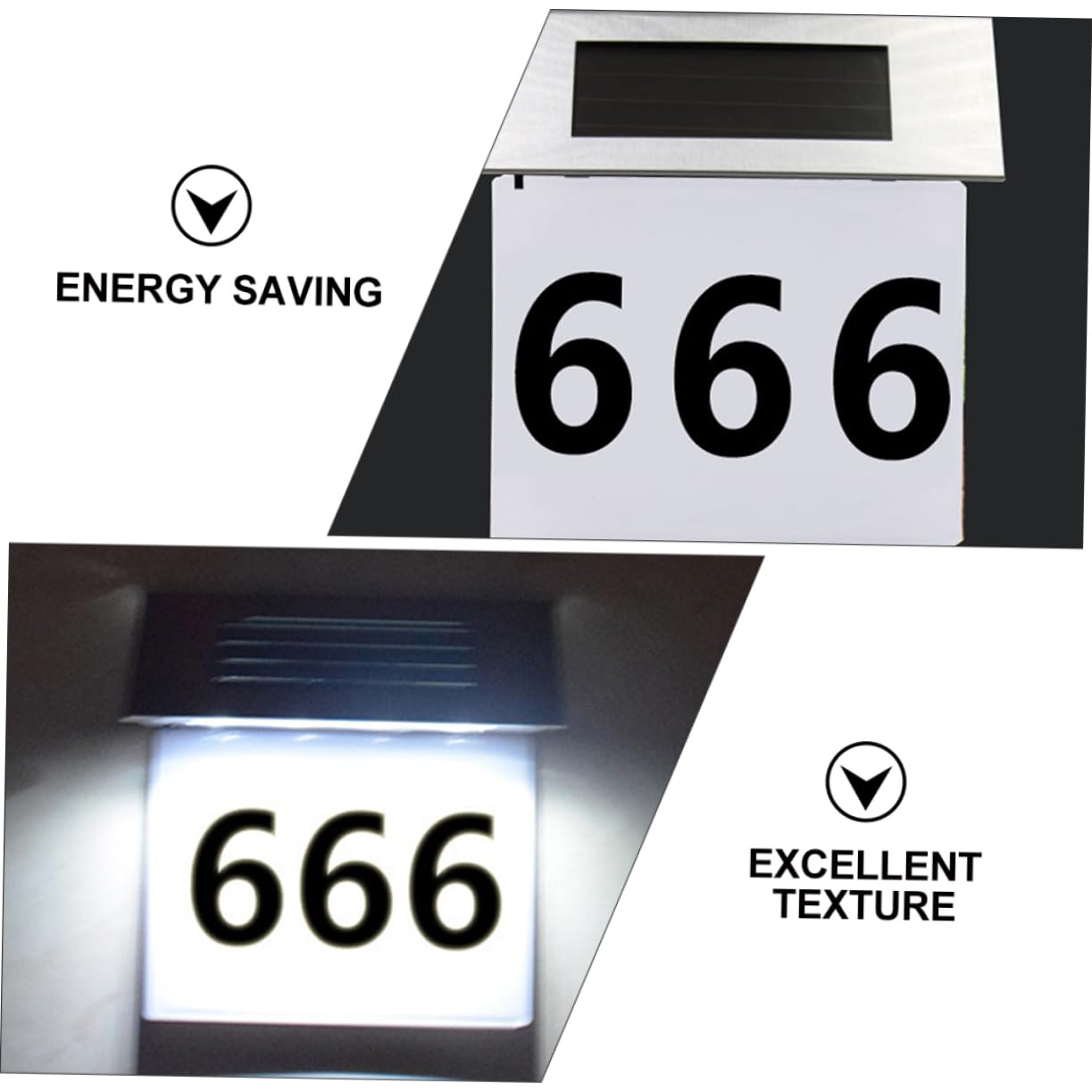 HEMOTON Luce Solare Facile da Installare per Uso Casa 2 Pezzi con 4 Led, Resistente Ip65, in Acciaio Inossidabile e Abs per Numero Civico da Esterno