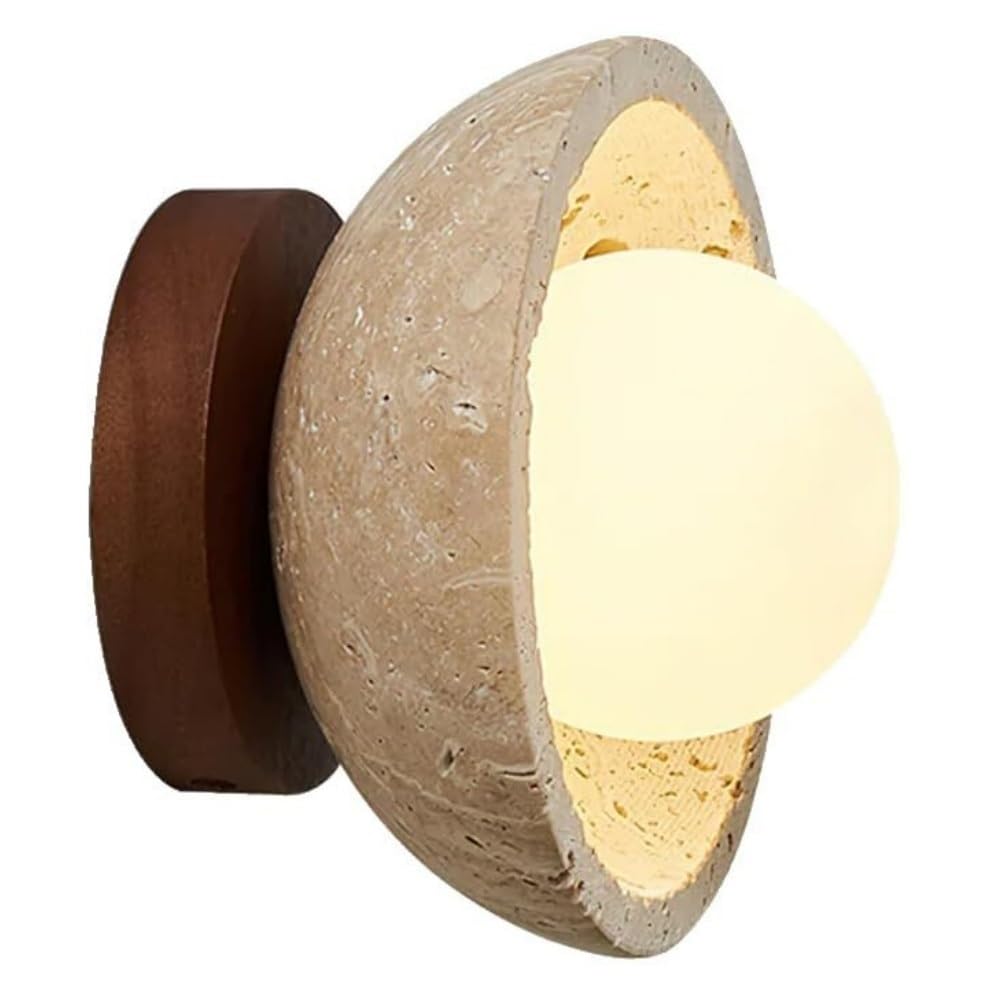 LUOYAOB Rustic Wall Sconce Stone Milk Glass Wall Light Fixture Mid Century Hardwired Farmhouse Wall Mounted Lamp Bedroom Bathroom Kitchen Hallway Entryway Lighting